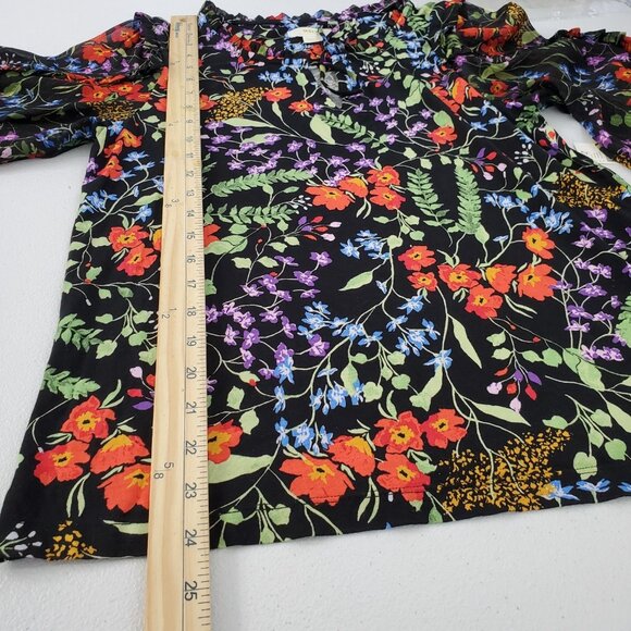 Maeve Anthropologie Womens Jacquin Peasant Floral Blouse Size M Black Boho NWT - Picture 8 of 9